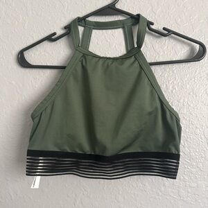 Olive Green Halter Sports Bra